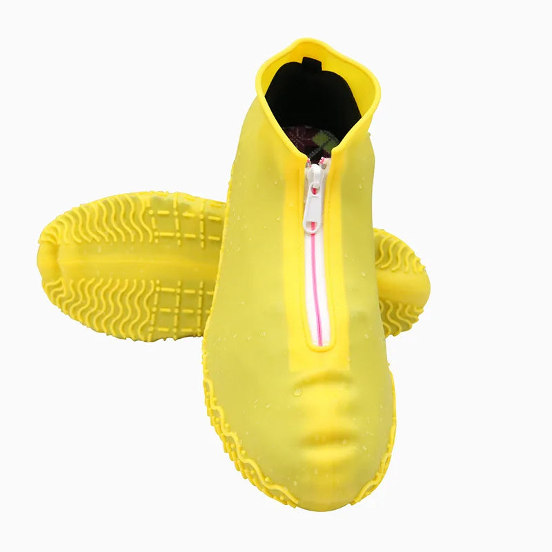 Waterproof Zipper Silicone Shoe Cover Rain Boots Unisex Outdoor Solid Non-Slip Wear-Resistant Reusable Shoe Cover