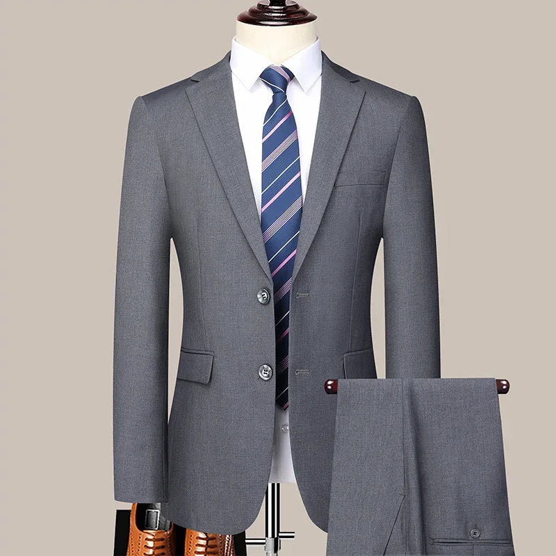 Two-button Business Suit Professional Work Formal Two-piece Set Trousers and Jacket