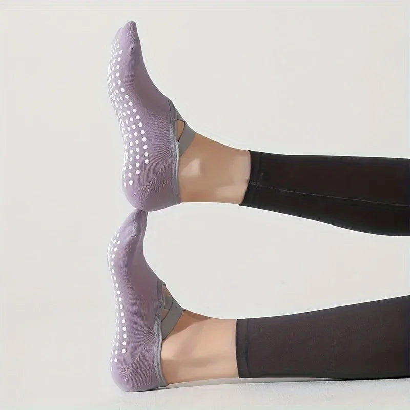 6 Pairs Cross Strap Yoga Women's Socks, Non-Slip Soft And Comfortable Indoor Floor Invisible Socks