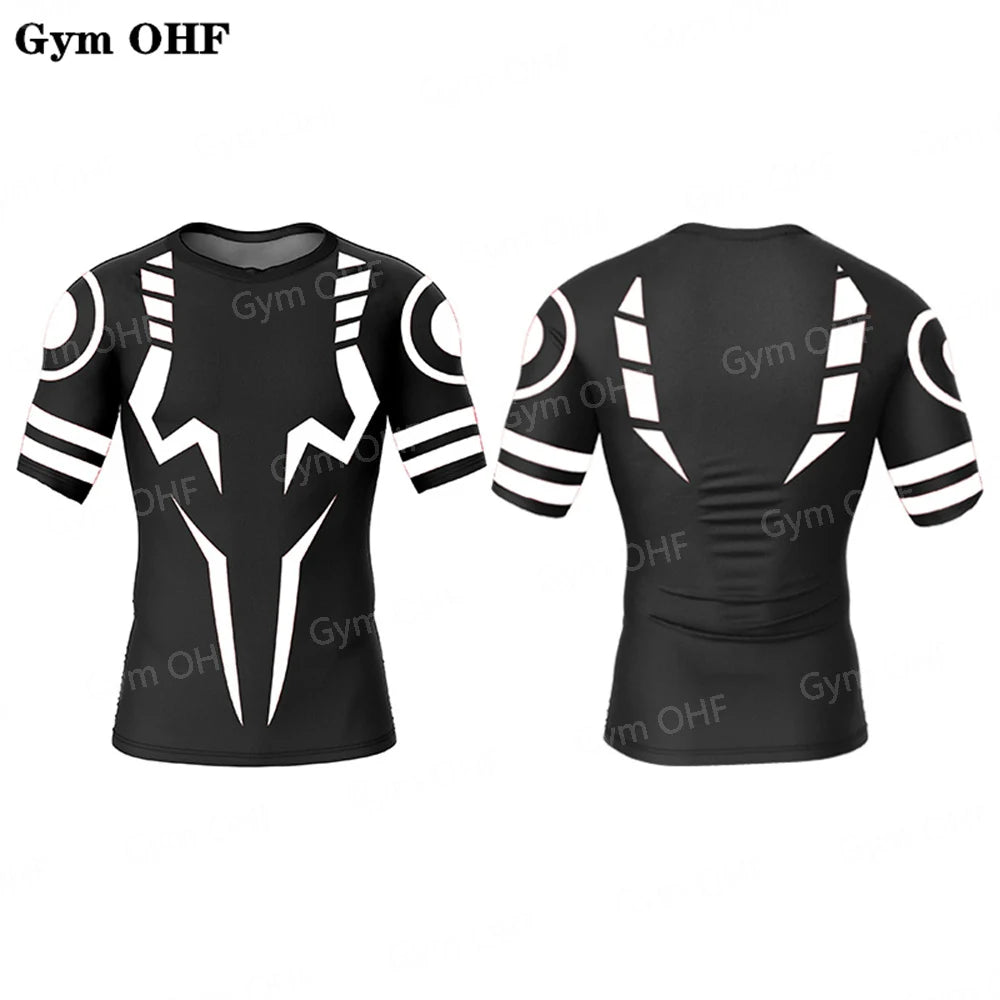 Jujutsu Kaisen Anime Compression T Shirt Suits Men's 2 In 1 Shorts Sport Running Jogging Gym Tracksuit Men Clothing Rashgard MMA