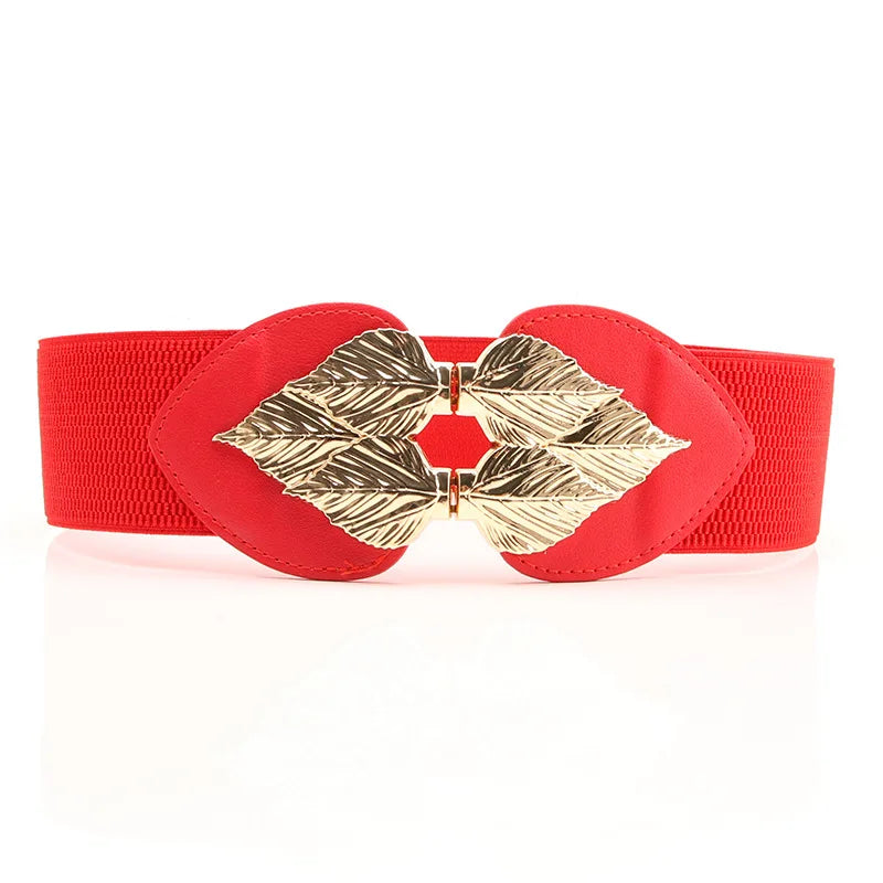 women's elastic waist seal  fashion commuting belt for women leaves peach heart elastic wide waist seal