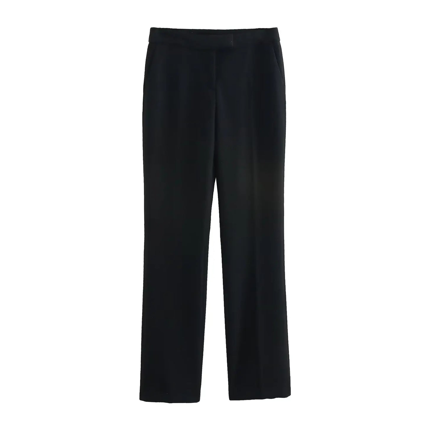 Women's clothing with padded shoulders, slim lapel, long-sleeved casual suit jacket, mid-waist flared pants