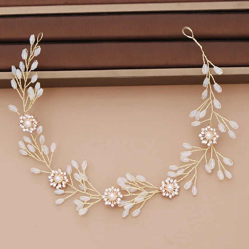 Pearl Headband  Hair Accessories Rhinestone Crystal Wedding Headband For Women Bride Head piece Hair Jewelry