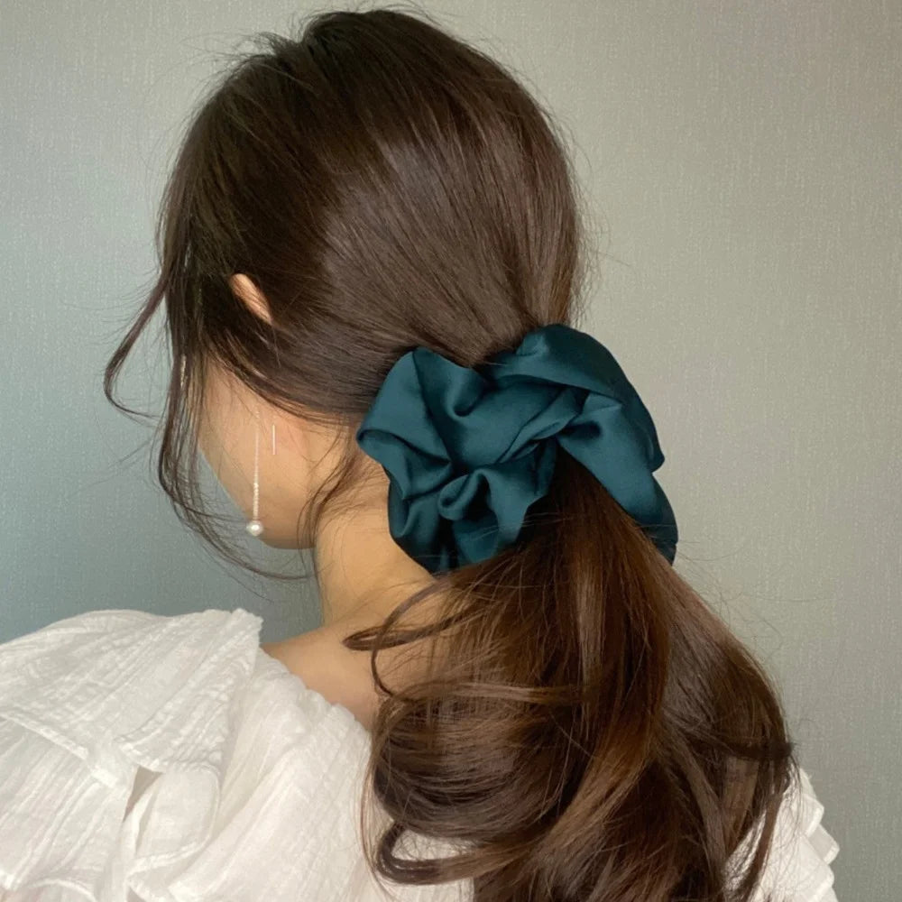 Fashion Oversized Silk Scrunchies for Women Chiffon Elastic Hair Ties Ponytail Holder Headwear