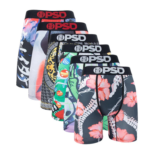 6Pcs Fashion Print Men Underwear Boxer Male Men Underpants  Boxershorts Sexy