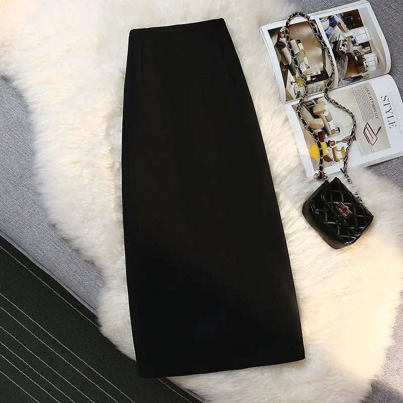 High Waist Drape Suit Long Skirt Zipper
