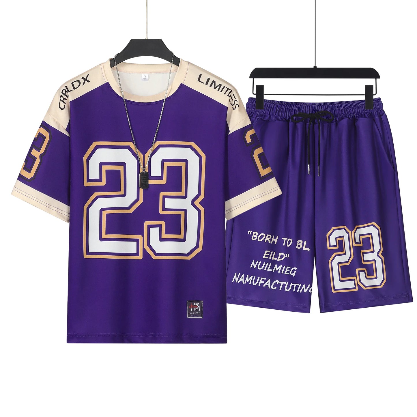 Summer Men's Sports Set Breathable Basketball T-shirt and Shorts Two Piece Set 2-Piece Set Shirt Men's Lightweight