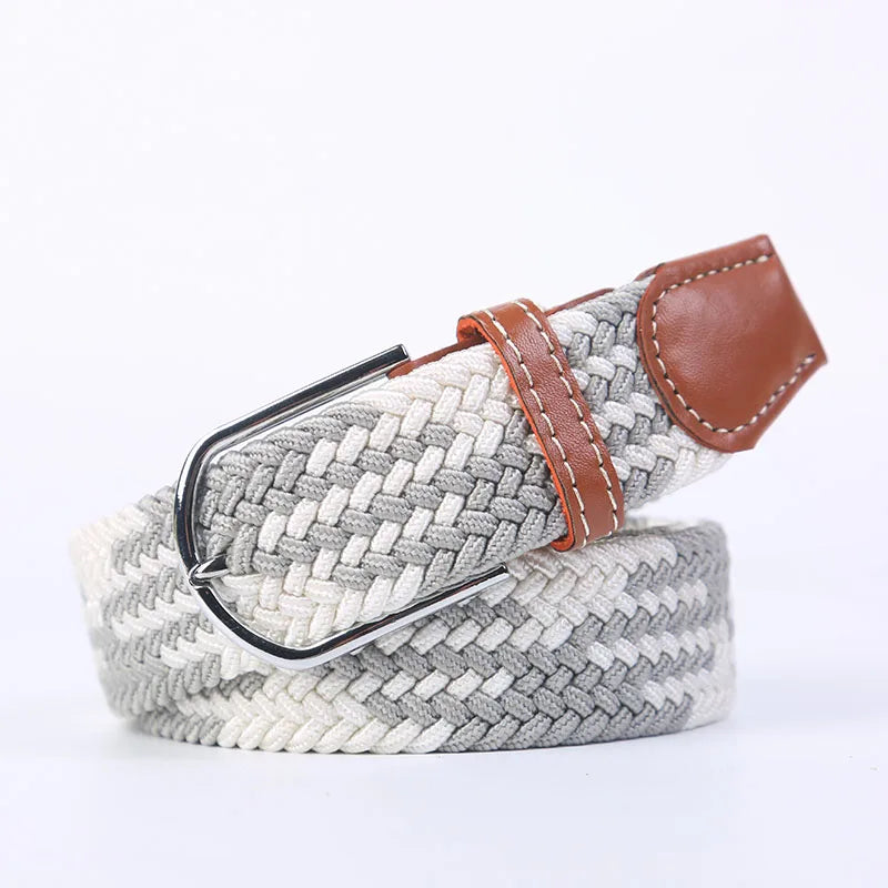 Casual Knitted Pin Buckle Belt Woven Canvas Elastic Expandable Braided Stretch Belts Women Jeans