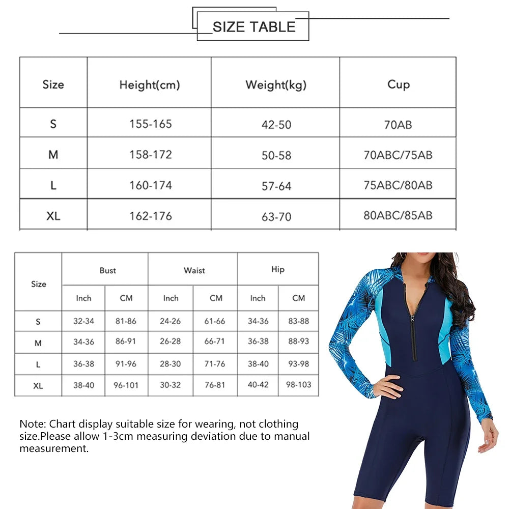 "Women's Long Sleeve Surfing Diving Swimsuit Bodysuit Guard - Print Swimwear"