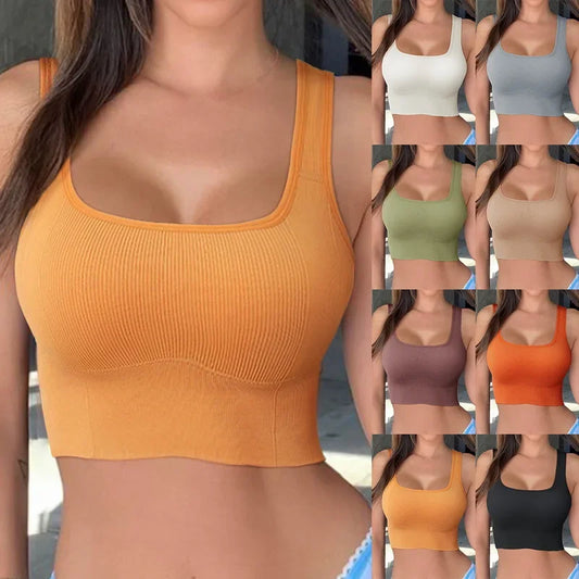 Tank Top Casual Ribbed Crop Tops  Yoga Seamless Camisole