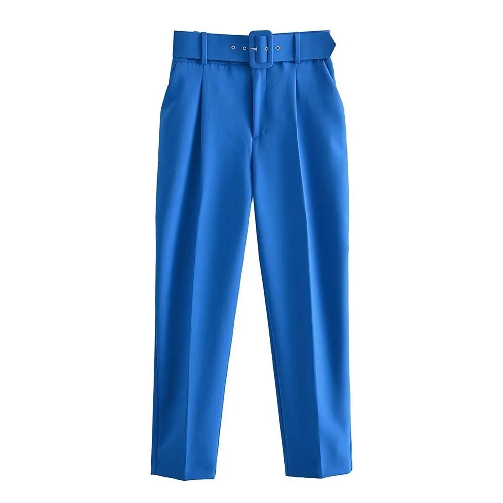 Casual Women's Wear Simple Fashion Solid Color Suit Top Straight Pants Set Two Piece Set Blazer Pants