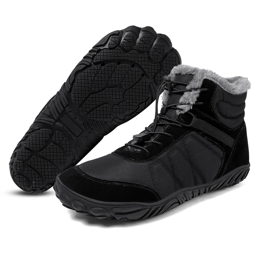 Winter Snow Boots Barefoot Hiking Shoes Waterproof High-Top Booties Anti Slip Minimalist Five Finger Boots for Hiking Climbing