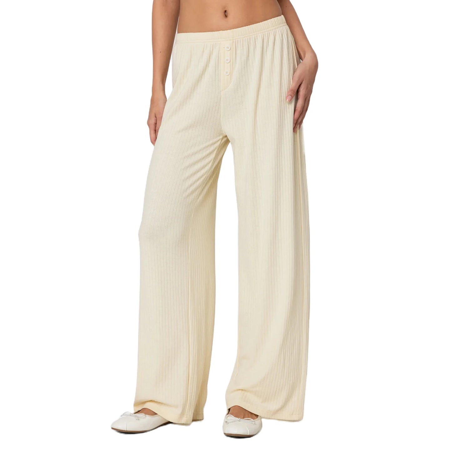 Women s Solid Color Elastic Waist Loose Lounge Pants Long Trousers for Casual Streetwear Fashionistas