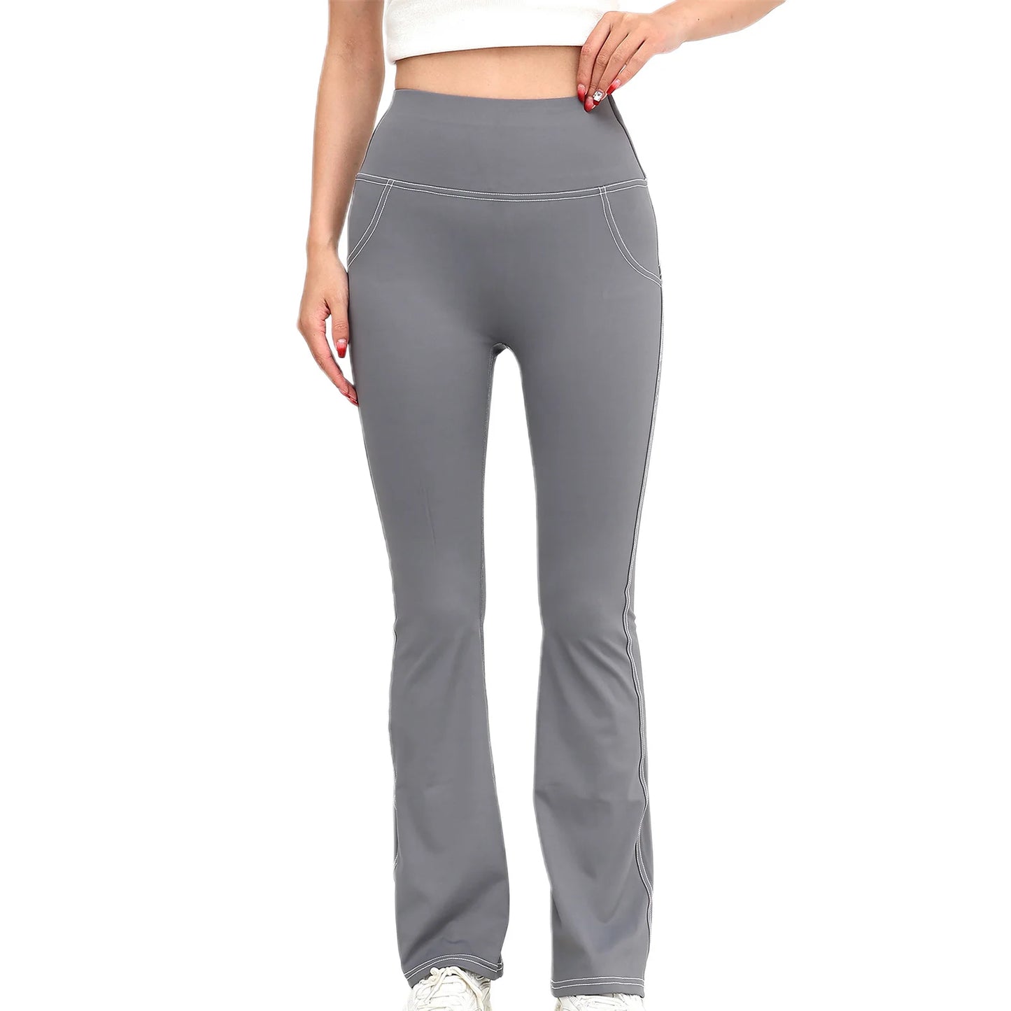 High Waist Yoga Leggings with Pockets Tummy Control Workout Pants Stretchy Athletic Tights