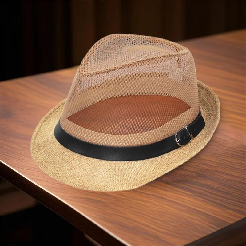 Men s Classic Straw Panama Hat with Wide Brim and Breathable Design for Summer Beach Vacation Lightweight Sun Hat