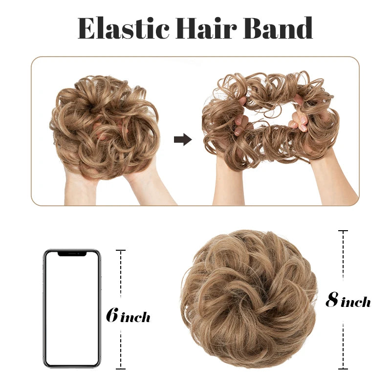 Synthetic Messy hair piece Daily Use Chignon Scrunchies Fake Elastic Hairpiece Blonde Brown Donut Bun For Women
