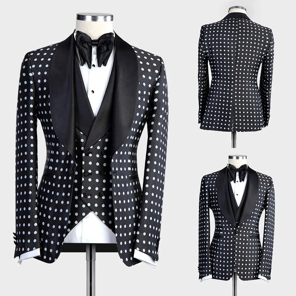 Latest Designs Men's Suits Shawl Lapel Groom Tuxedos Slim Fit Terno Prom Party 3 Pieces Set