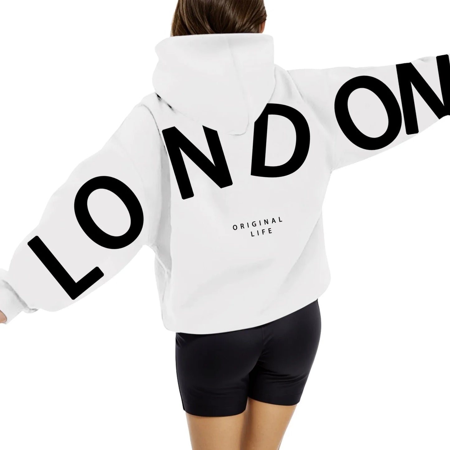 High Street Hip Hop Letter Print Women Hoodies Tops Oversize Sport Casual Long Sleeve Pullover Tops Sweatshirts
