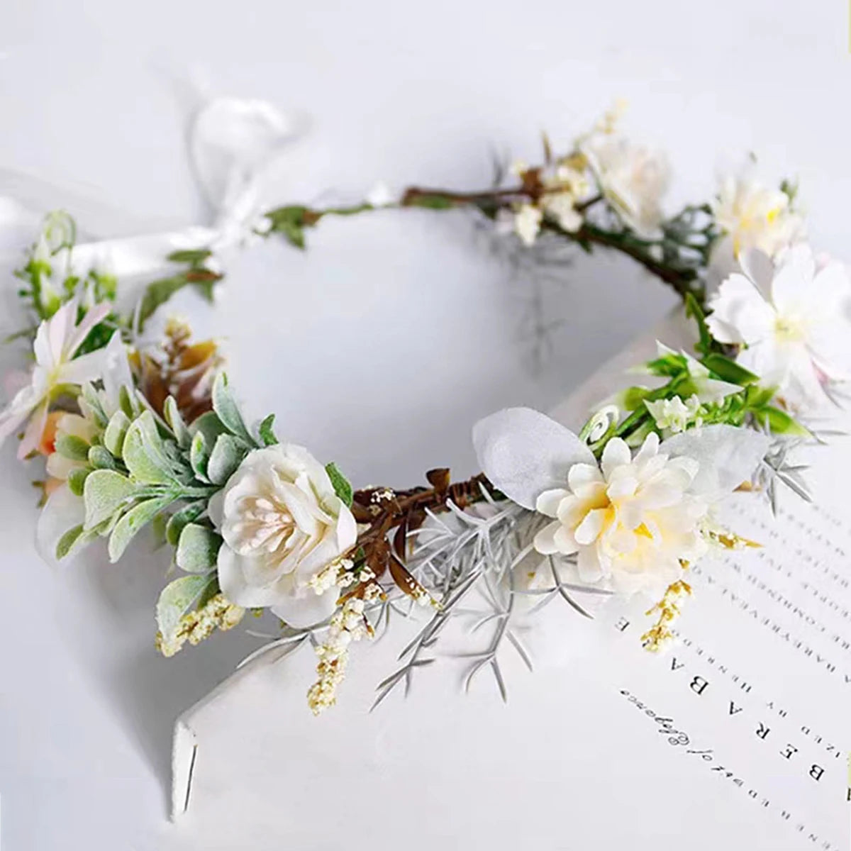 pastoral small fresh flower wreath hair hoop fairy rose flower flower headdress, retro antique style flower