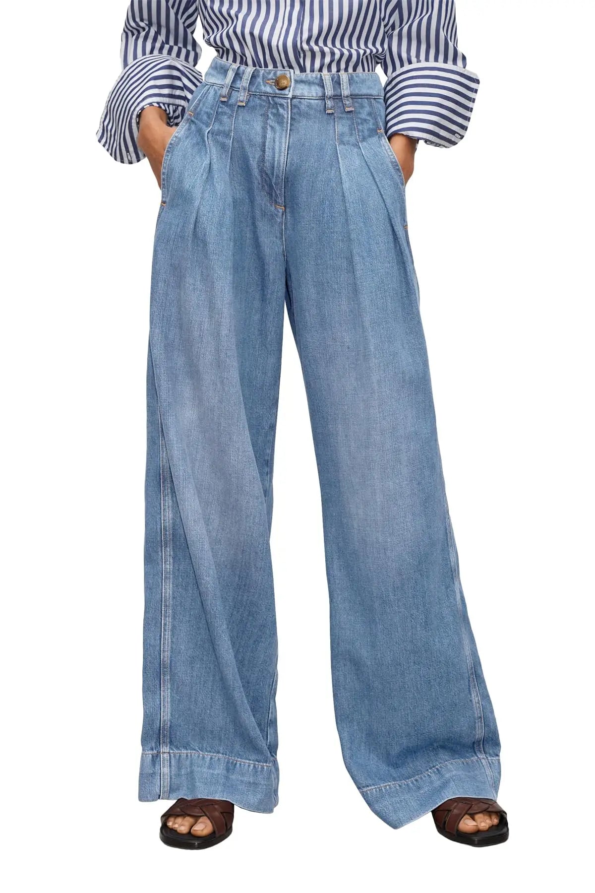 Women's Denim Pants High Waist Wide Leg Jeans Baggy  Casual Straight Leg Denim Pants Female Vintage Blue Baggy Trousers