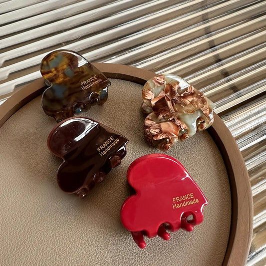 3.5cm Small Hair Claw Acetate Hair Crabs Cute Heart Shaped Hairclips Women Hair Accessories Hairpins Clips