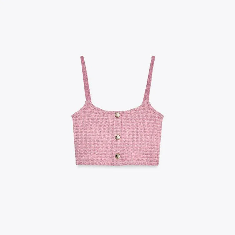 Elegant Knitted Women's Two Pieces Set Fashion Single-breasted Tube Top Hip Package Pockets Shorts Summer Casual Lady Suit