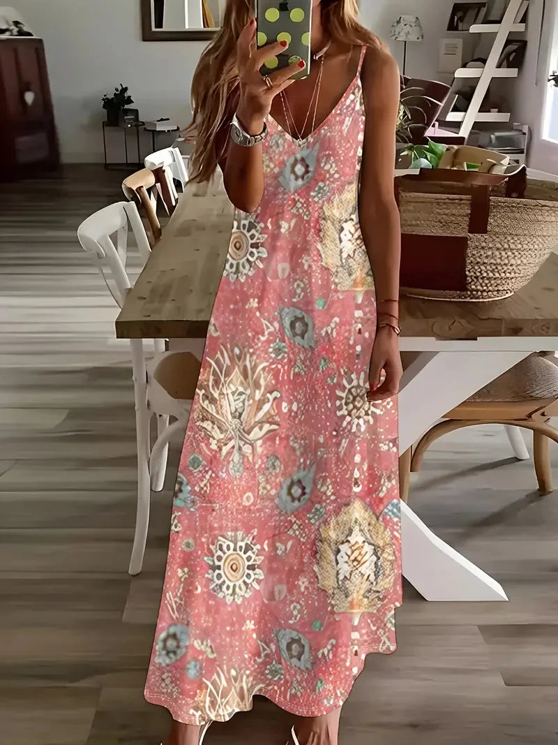 Summer Bohemian Style Women's Suspender Skirt Long A-line Oversized Casual Dress Women's Elegant  Summer Loose Beach Clothes