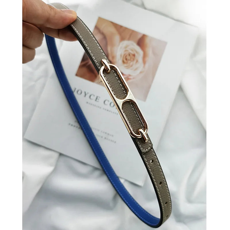 Double-sided use of women's leather belt decorated  fashion jeans wild trend luxury design top quality brand