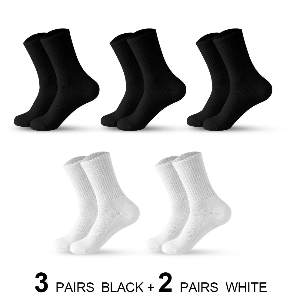 5Pairs Brand Men Cotton New Style White Socks Men Soft Breathable Sports Long socks Summer Winter for Male Socks Plus Size