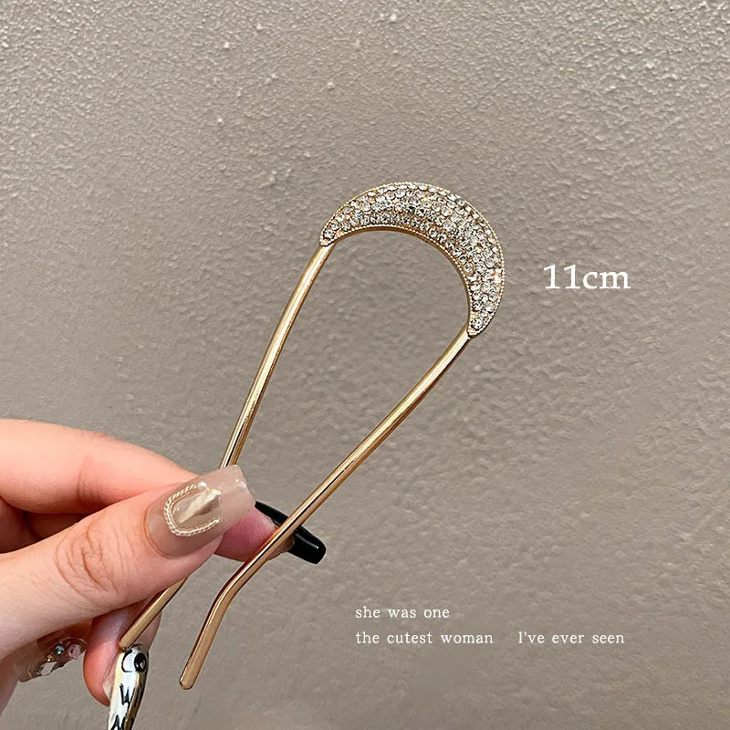 Pearl Hairpins U-shaped Metal Shell Hair Clip Pins Women Girls Hair Sticks Bun Maker Hair Styling Accessories Gifts