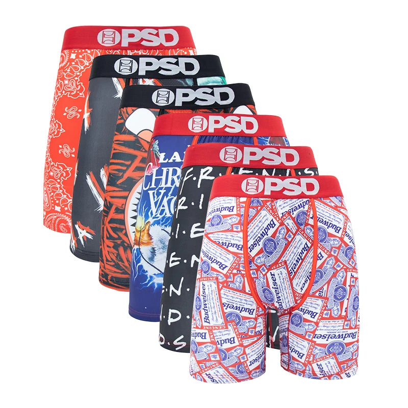 6Pcs Fashion Print Men Underwear Boxer Male Men Underpants  Boxershorts Sexy