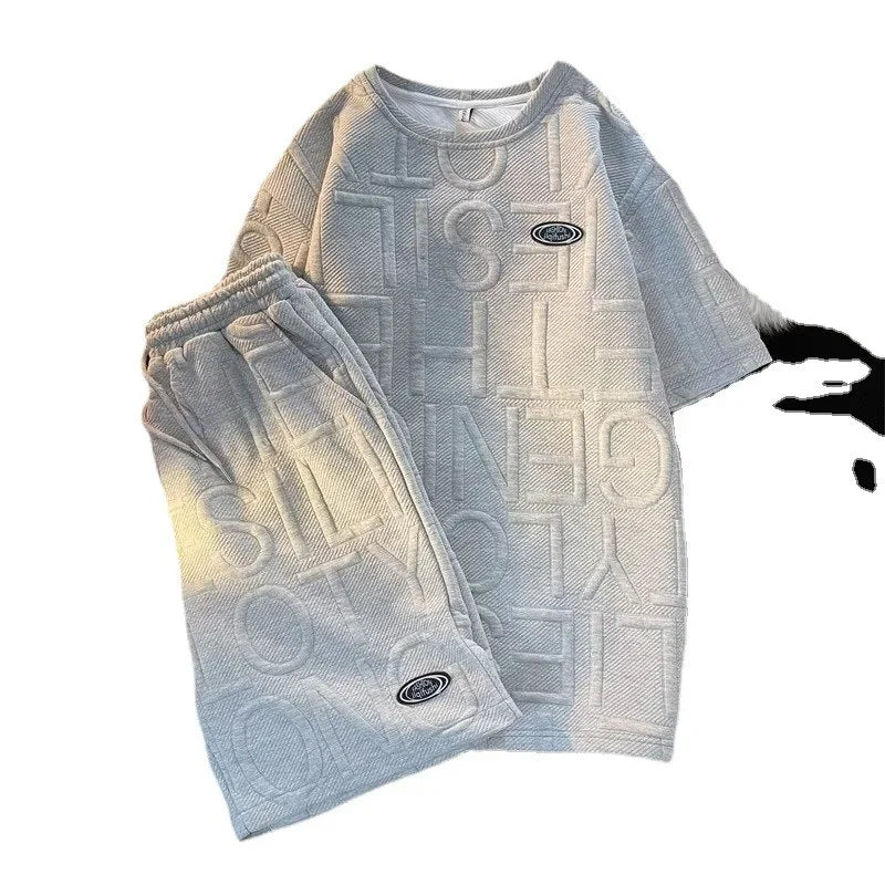 Trendy Casual Set Men's Fashionable Two-piece Set Elegant Summer Simple Style Loose Fitting Short Sleeve Casual Attire