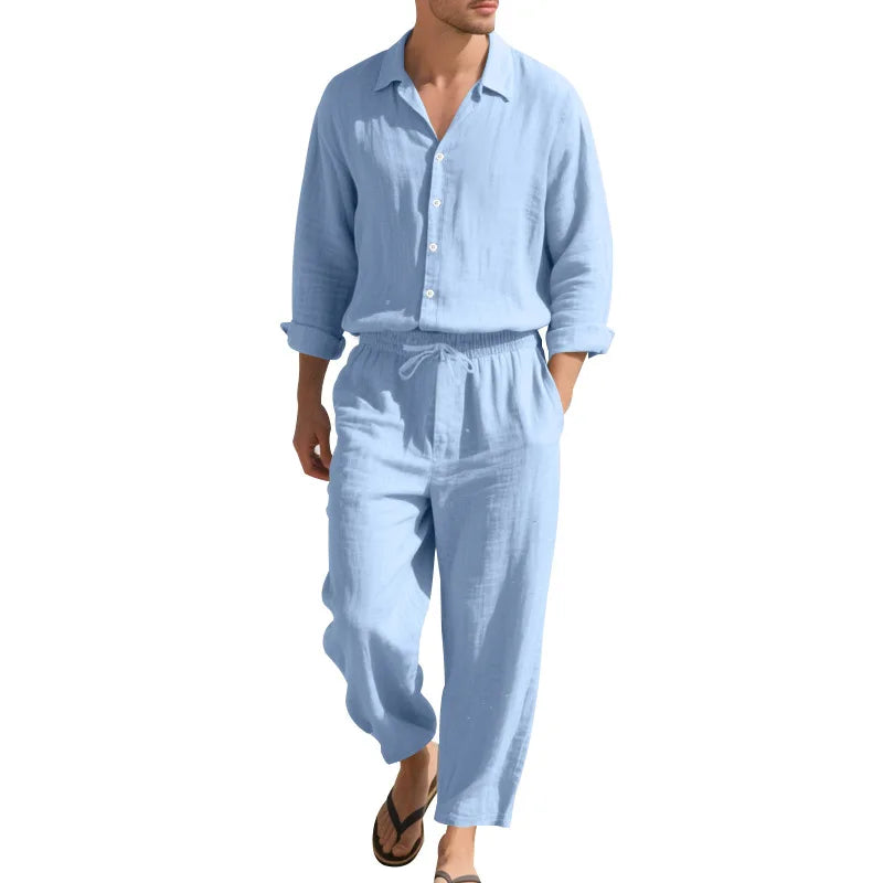 Men's Casual Set Spring Autumn Fashionable Long Sleeved Pants Two-piece Set Cardigan Menswear