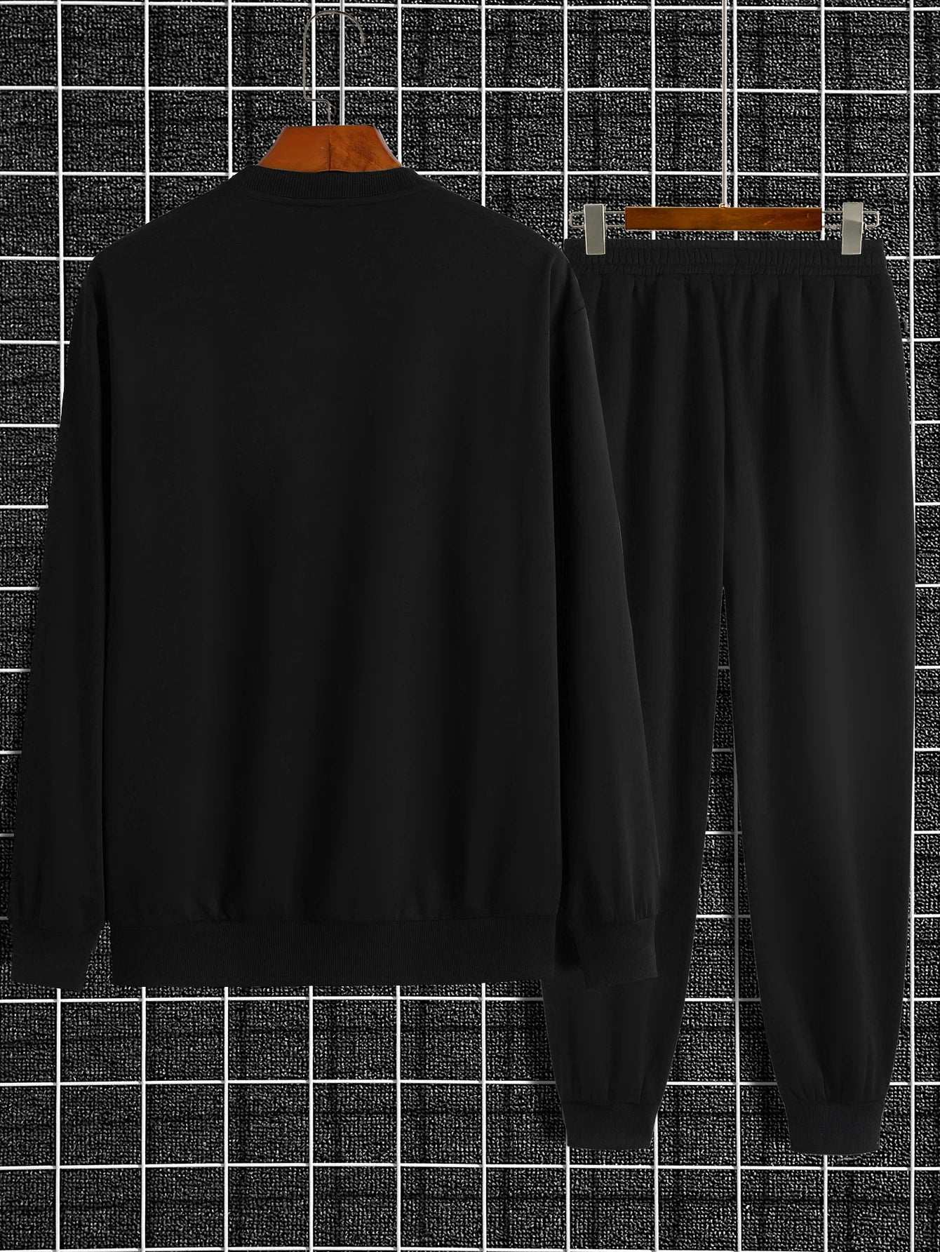 Autumn Trendy  Sweatshirt Sweatpants Set Men's Daily Loose Casual Fit Printed Hundred Long Sleeve Sweatshirt 2 pieces Set