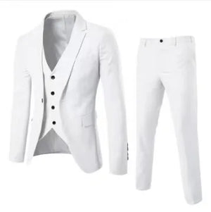 Fashion Jacket + Vest + Trousers Three or Two-piece Set Men's Solid Business Gentleman Casual Fit