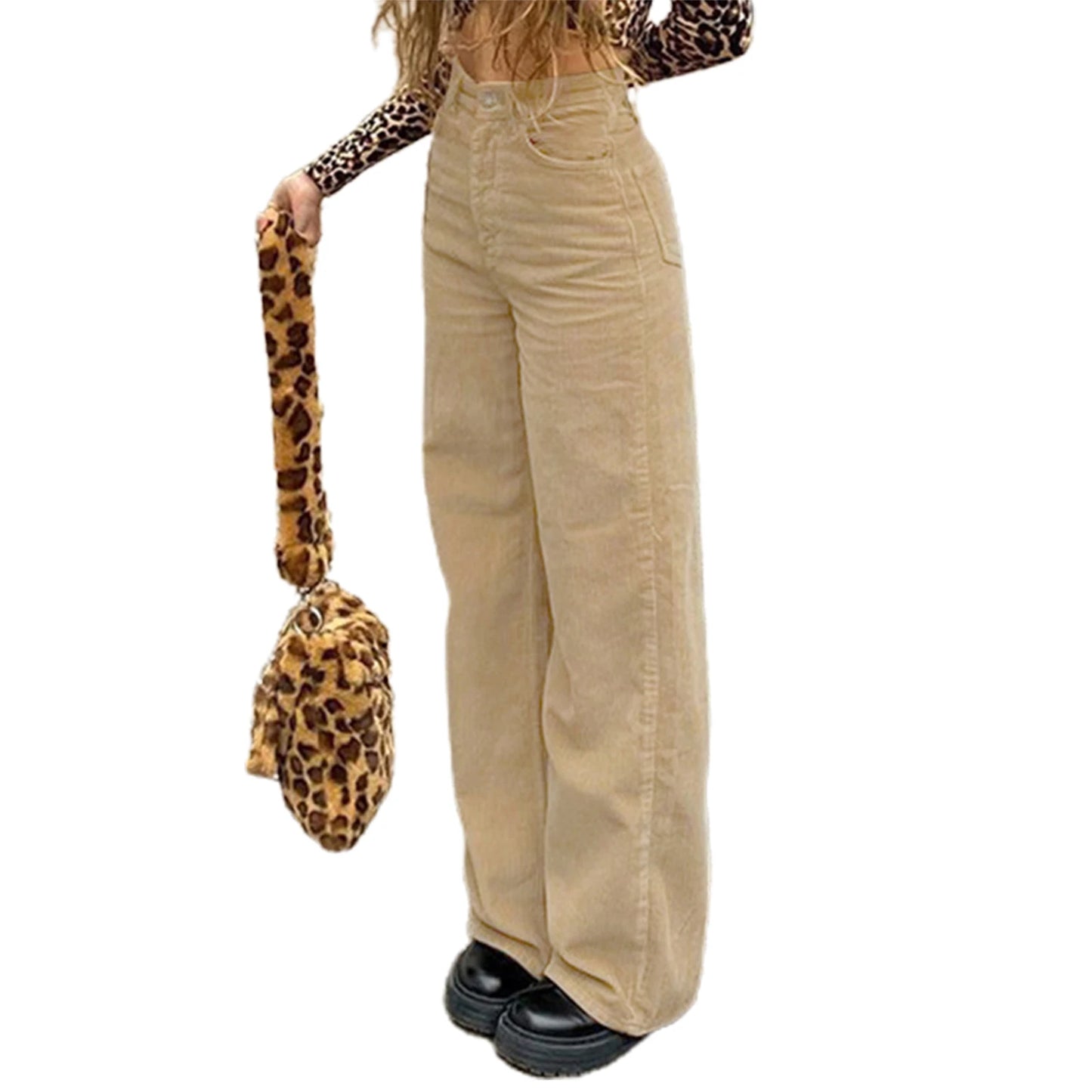 High Waist Straight-leg Pants for Women Solid Color Street Style Spring Trousers with Casual Chic Vibe
