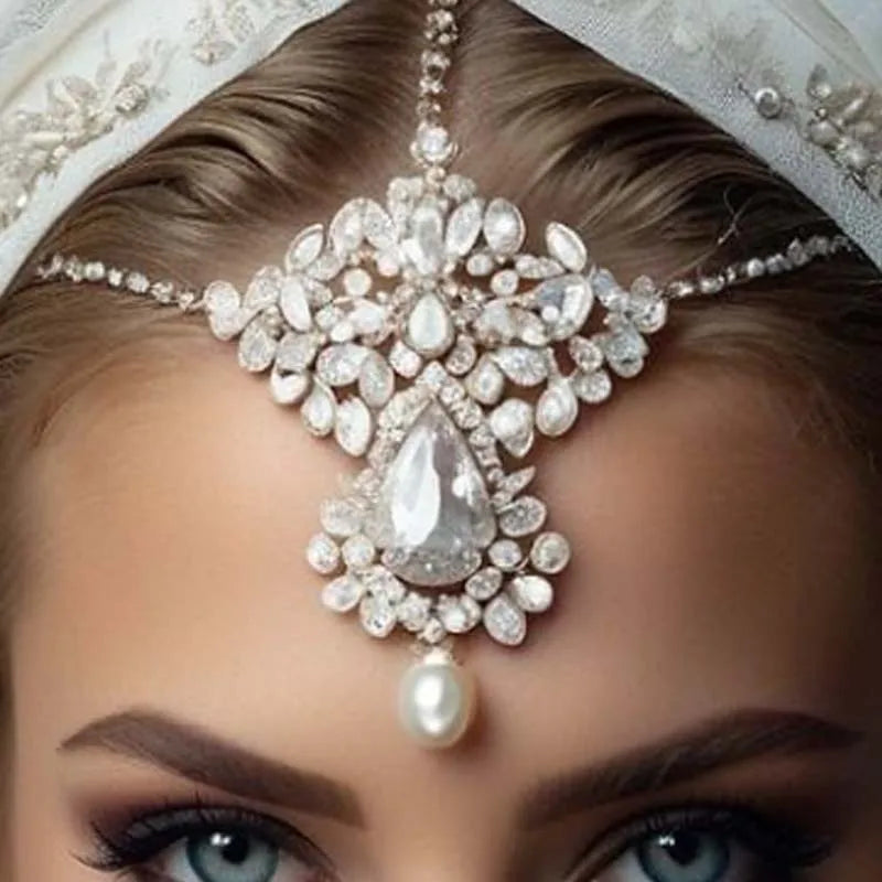 Exaggerated Head Chain Jewelery  Boho  Pearl Forehead Wedding Festival Headdress Accessories