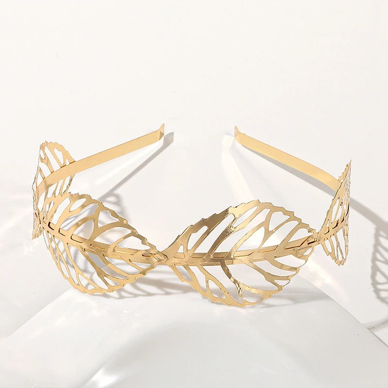 Gold Color Leaf Headband Headpiece Crown Tiara Headdress Goddess Greek Head Jewelry
