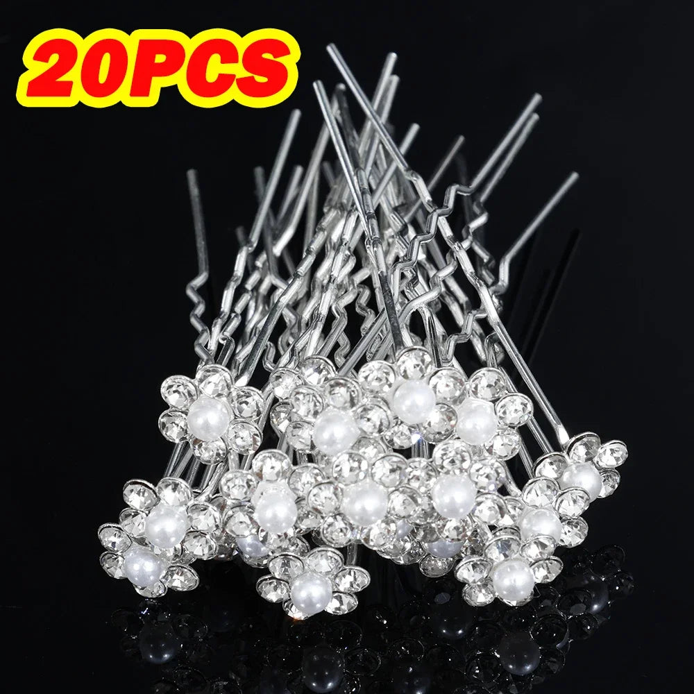20pcs Women U-shaped Pin Metal Barrette Hair Clip Hairpins Simulated Pearl  Hair Accessories  Hairstyle Tools
