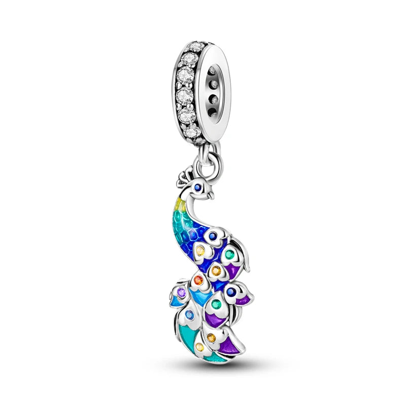 925 Sterling Silver Lion Dragonfly Animal Pendant Bracelet Charms