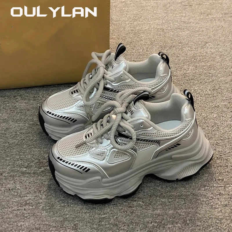 Thick Sole Women's Chunky Sneakers  Sports Running Shoes Casual Fitness Vulcanize Shoes