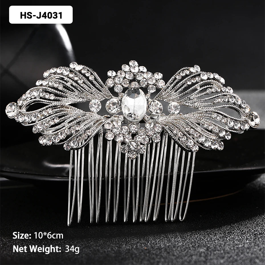 Silver Color Wedding Hair Combs Hairpins Crystal Rhinestone Bride Hair Accessories Women Bridal Hair Jewelry