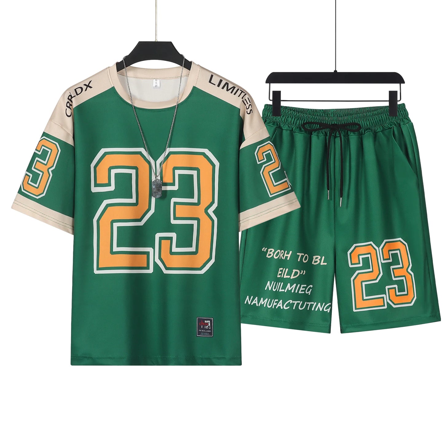 Summer Men's Sports Set Breathable Basketball T-shirt and Shorts Two Piece Set 2-Piece Set Shirt Men's Lightweight