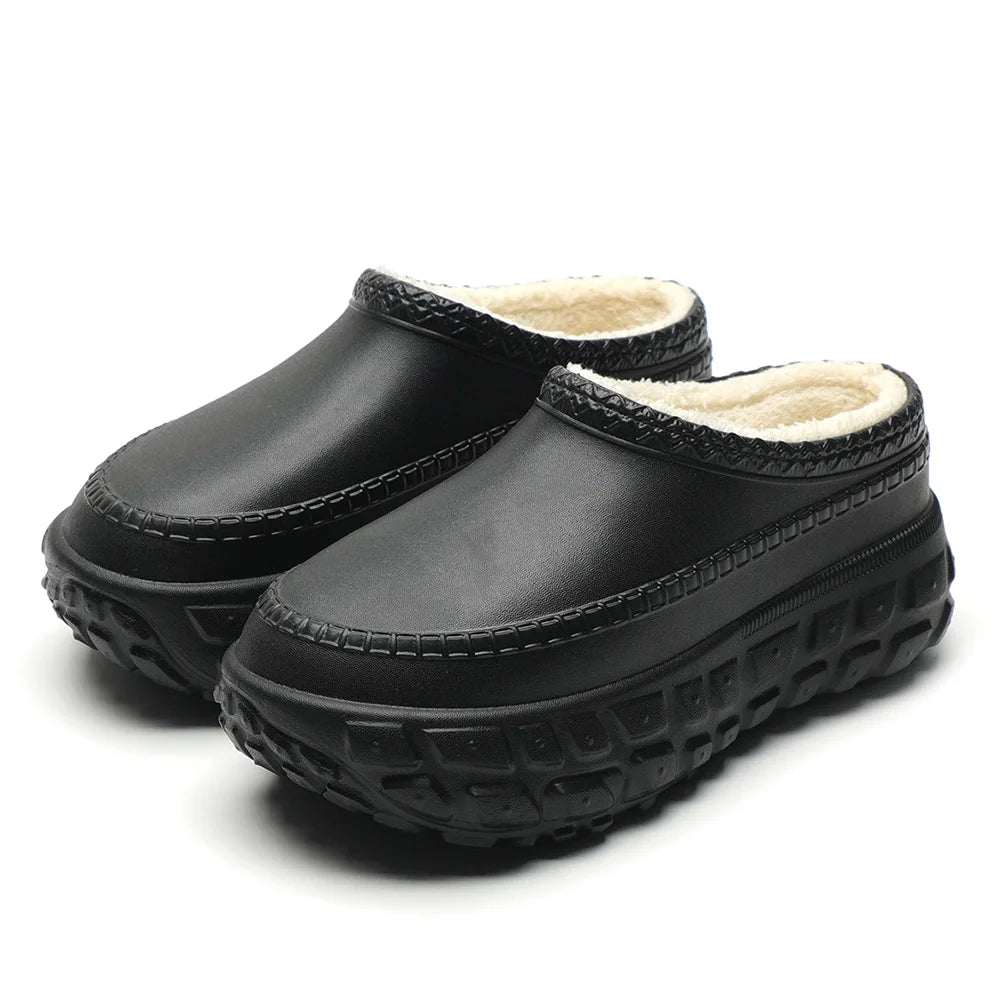 Anti-Slip Platform Slippers Fur Lining House Shoes Warm Comfy Slippers for Indoor & Outdoor