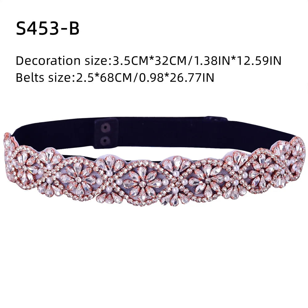 Elastic Belt Fashion Sparkly Rhinestone Stretch Waistband