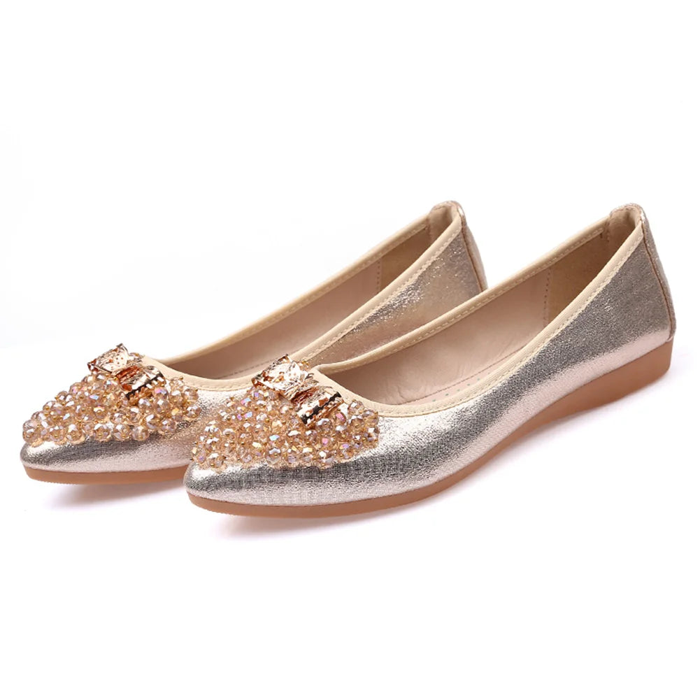 Ballet Flats Anti-Slip Bling Pointed Shoes Rhinestone Comfort Walking Flat Shoes