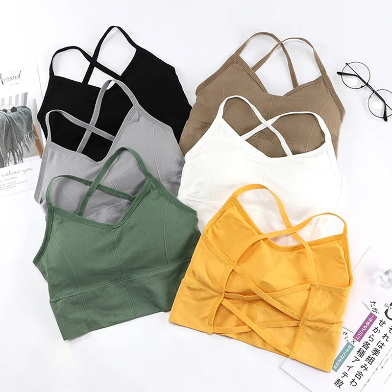 Cross Strap Sports bra High Impact For Gym Fitness  Sportswear Tank Top Yoga Push Up Crop Top