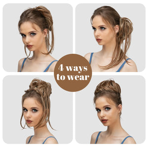 Synthetic Elastic Messy Bun Hairpieces Curly Scrunchie Black Blonde Brown Chignon Band Updo Donut For Women Natural Fake Hair
