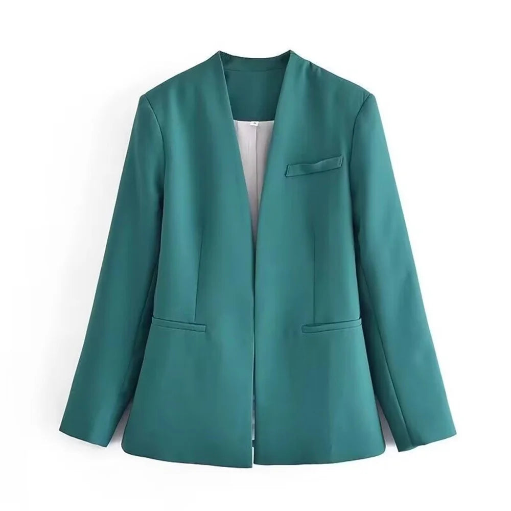 Casual Women's Wear Simple Fashion Solid Color Suit Top Straight Pants Set Two Piece Set Blazer Pants