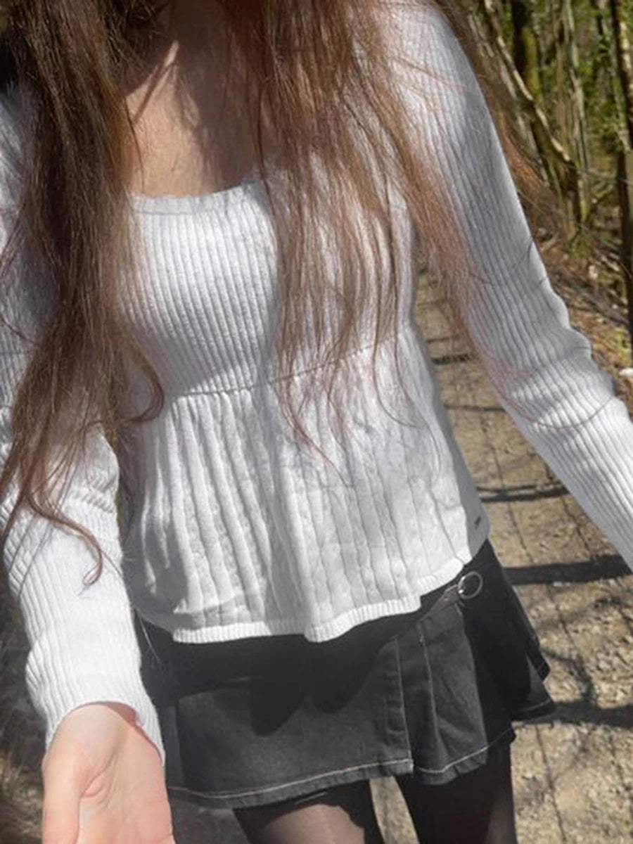 Women s  Knitted Tops Solid Color Long Sleeve U Neck Cable Knitwear